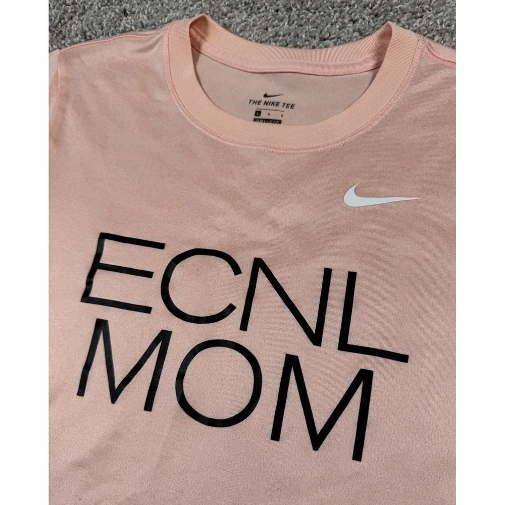 Nike Dri Fit Womens T-Shirts - Lot Of 2 -‎ ECNL Mom And Solid Gray Swoosh L / XL - Picture 3 of 13